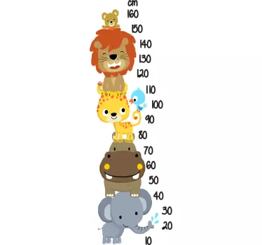 Vinil decorativo medidor de altura animais empilhados - TenStickers