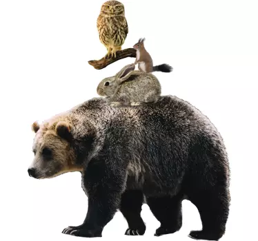 Autocolantes com animais selvagens Animais realistas com urso - TenStickers