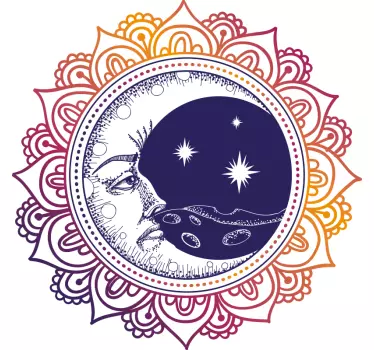 Autocolante de parede Mandala sol e lua - TenStickers