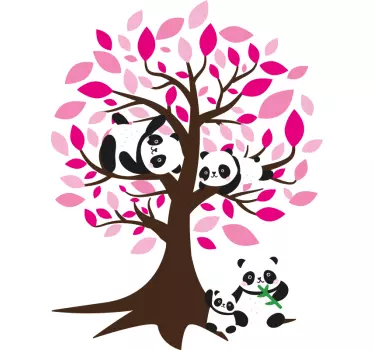 Vinil decorativo para quarto infantil Árvore com pandas - TenStickers