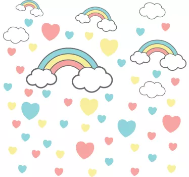 Vinis decorativos para quarto infantil Arco-íris e corações - TenStickers