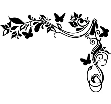 Autocolante decorativo ornamental canto floral - TenStickers