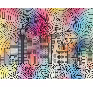 Vinil para móveis Cidade de pintura - TenStickers
