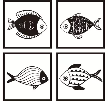 Autocolantes azulejos decorativos Padrão de peixe bonito - TenStickers
