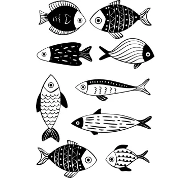 Autocolante decorativo com peixes Padrão de peixe bonito - TenStickers