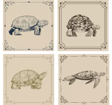 Tartarugas bege fundo telhas telha transferência - TenStickers