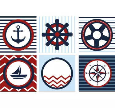 Autocolantes azulejos decorativos Elementos de marinheiros - TenStickers