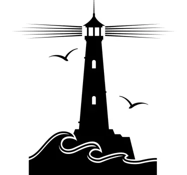 vinis decorativos náutico farol com gaivotas náutico - TenStickers