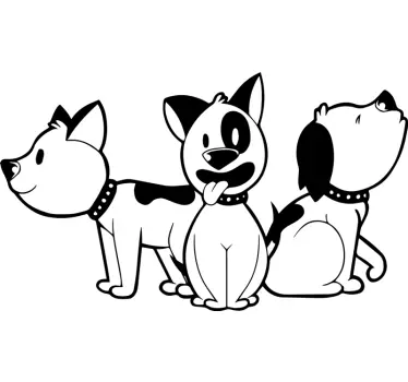 Autocolante com cães e gatos Três cães iguais - TenStickers