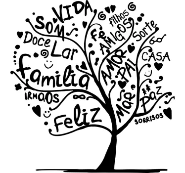 Autocolantes de flores e plantas árvore feita de palavras - TenStickers
