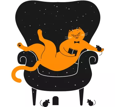 Autocolante gato laranja relaxado - TenStickers