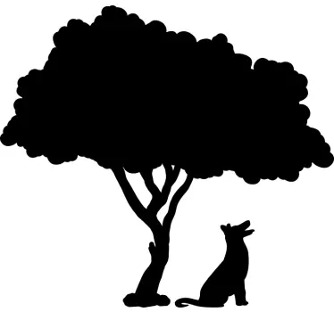 Autocolantes decorativos de flores e plantas árvore com cachorros - TenStickers