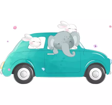 Autocolantes para carros Coelhinhos fofos no carro - TenStickers