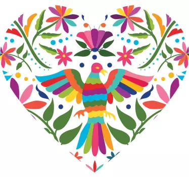 Estilo de coração tenango com pássaro vinis decorativos - TenStickers