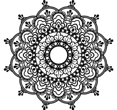 Autocolantes com padrões florais Mandala preto e branco boêmio - TenStickers