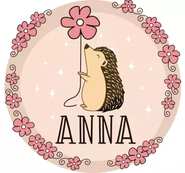 Autocolante animal ouriço com flores - TenStickers