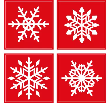 Autocolantes azulejos decorativos Flocos de neve vermelhos - TenStickers