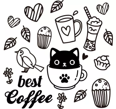 Temas de café com Autocolantes decorativos de comida de pássaros - TenStickers