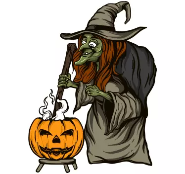 Autocolantes decorativos de halloween Bruxa e abóbora - TenStickers