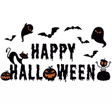 Autocolantes decorativos de halloween Texto assustador com criatu - TenStickers