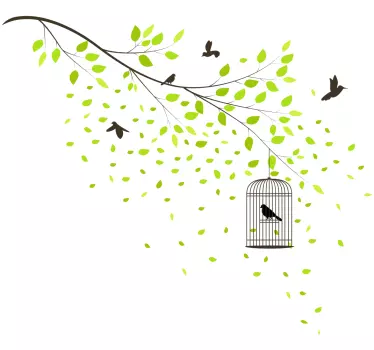 Autocolantes animais Pássaros voando sobre árvore verde - TenStickers