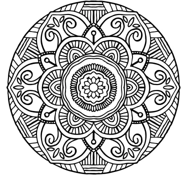 Vinil com padrões florais Mandala preto e branco boêmio - TenStickers