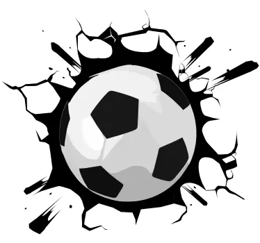 Autocolante decorativo futebol Bola através da parede - TenStickers