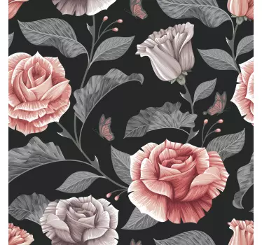 Autocolante decorativo para PC Padrão de rosas - TenStickers