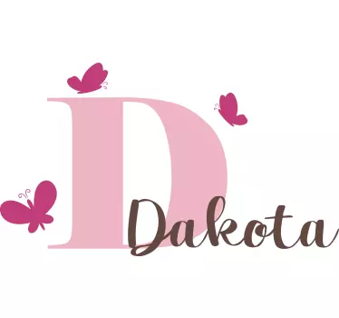Autocolante decorativo com borboletas Nome personalizado primeira - TenStickers