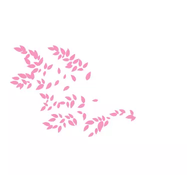 Autocolantes animais árvore com folhas rosa e pássaros voando - TenStickers
