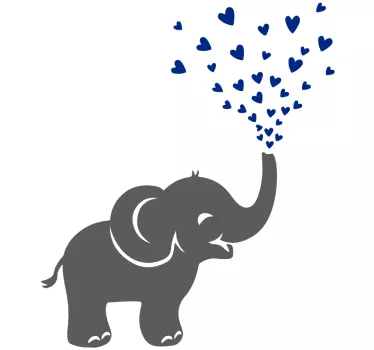 Vinil com animais selvagens Elefante borrifando corações - TenStickers