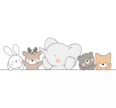 Autocolante decorativo para bebé Animais felizes no estilo nórdic - TenStickers
