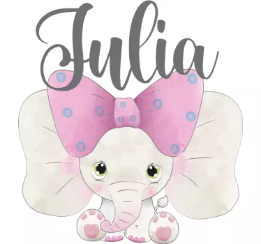 Autocolantes decorativos personalizáveis Elefante com bebê e nome - TenStickers