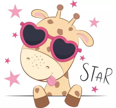 Vinil para porta Girafa fofa - TenStickers