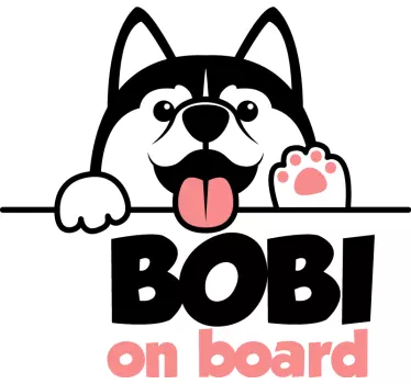 Autocolante decorativo para carros cão com nome personalizado - TenStickers