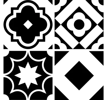 Adesivos azulejos Mosaico padrão preto e branco - TenStickers
