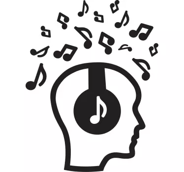 Autocolantes de DJ Cabeça cheia de música - TenStickers