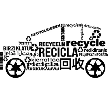 Vinis autocolantes de sinalética variada Carro reciclado ilustrat - TenStickers