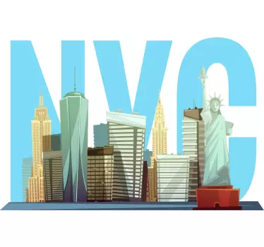 Autocolantes decorativos de Nova Iorque Desenho animado nyc skyli - TenStickers