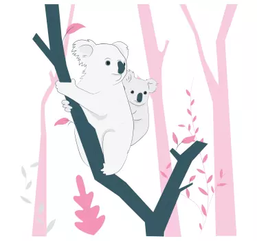 Autocolantes animais árvore rosa com animais selvagens - TenStickers