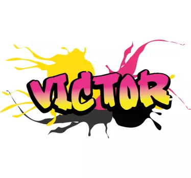 Autocolante urbano Graffiti personalizável em rosa e amarelo - TenStickers