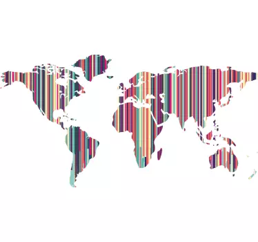 Autocolante decorativo mapa mundo Mapa-múndi listrado - TenStickers