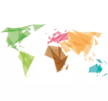 Autocolante decorativo mapa mundo Mapa-múndi colorido geométrico - TenStickers