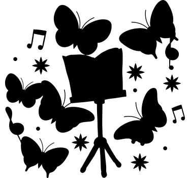 Autocolantes decorativos Musicais Notas musicais de borboletas - TenStickers