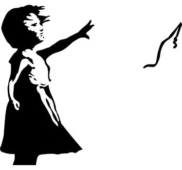 Sticker decorativo rapariga Banksy laptop - TenStickers