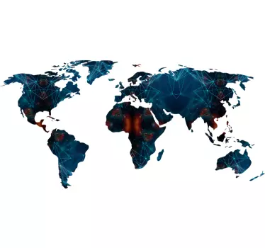 Autocolante decorativo mapa mundo Mapa geométrico do mundo - TenStickers