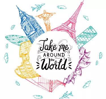 Autocolantes decorativos de viagens e aventuras Joias ao redor do - TenStickers