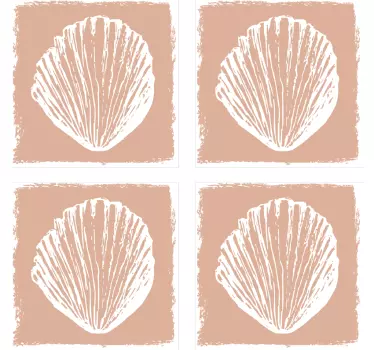 Adesivos azulejos Padrão de concha retrô bege - TenStickers