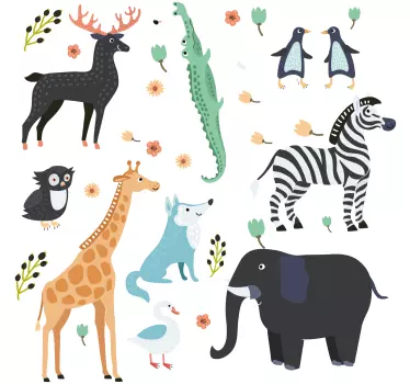 Autocolante decorativo para bebé Animais felizes em um parque - TenStickers
