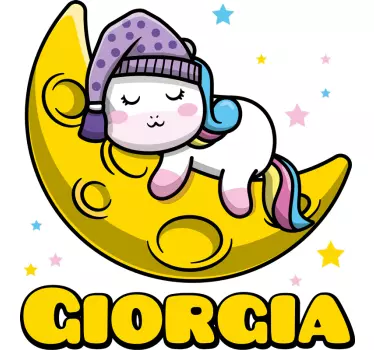 Vinis para quarto infantil Unicórnio fofo na lua - TenStickers